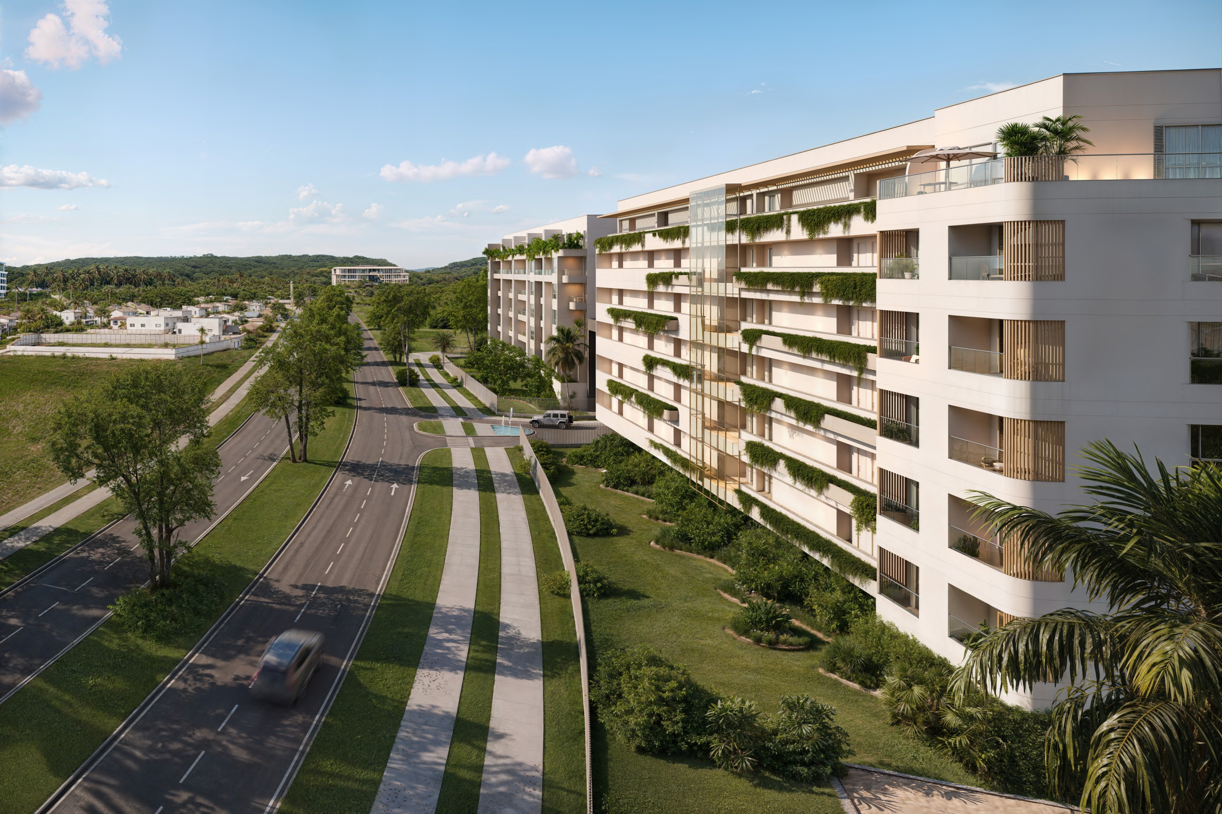 Green balconies facade